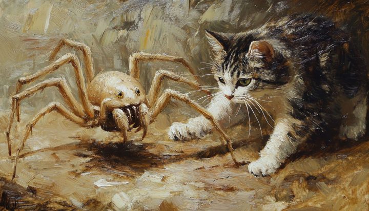 Katze und Spinne